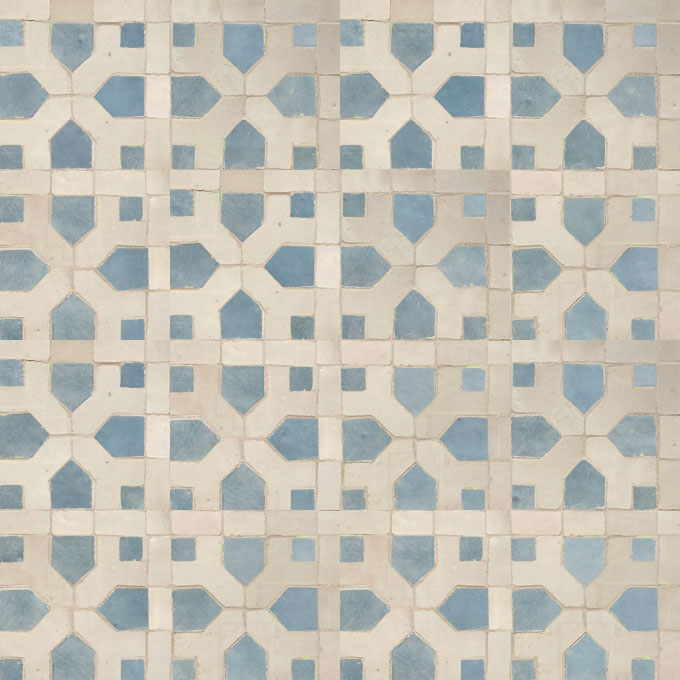 Mosaic House Moroccan tile Nejarine 17-1 Sky blue White  zellige, mosaic, zellij, field, pattern, glaze 